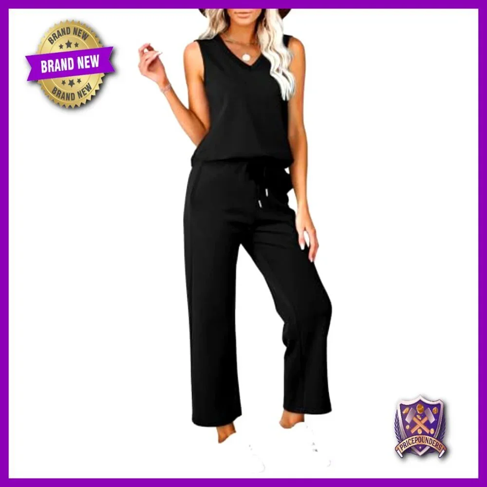 Two Piece Lounge Set V Neck Top Wide Leg Pants Minimal Comfort Outfit